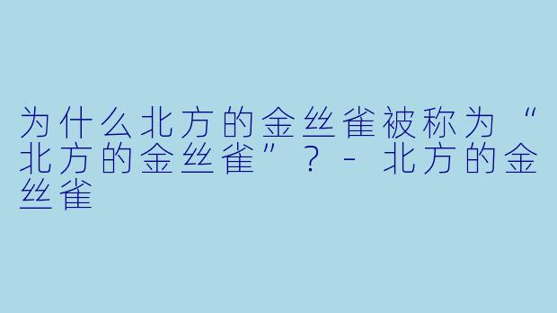 为什么北方的金丝雀被称为“北方的金丝雀”？