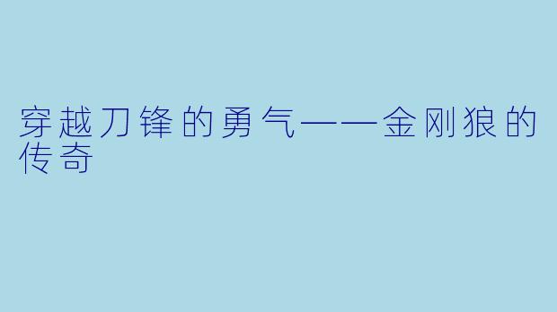 穿越刀锋的勇气——金刚狼的传奇