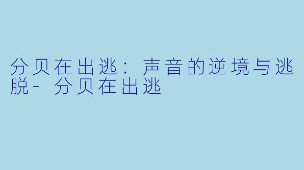 分贝在出逃：声音的逆境与逃脱-分贝在出逃