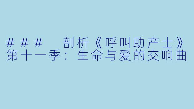 ### 剖析《呼叫助产士》第十一季：生命与爱的交响曲