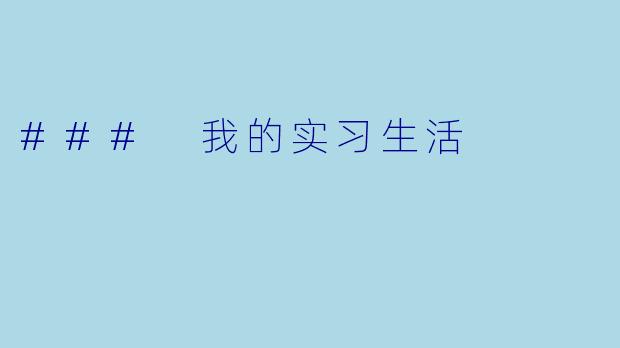 ### 我的实习生活
