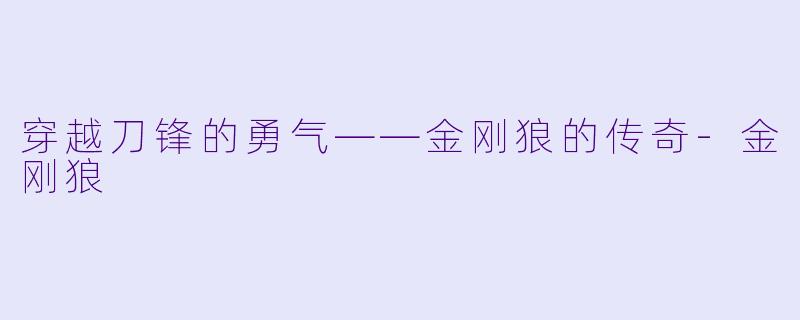 穿越刀锋的勇气——金刚狼的传奇-金刚狼