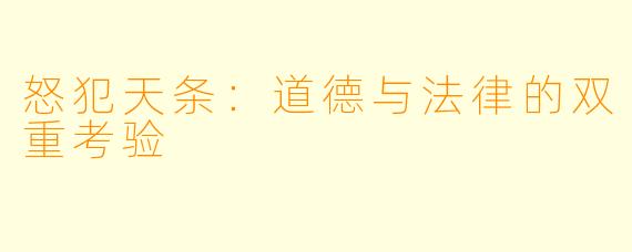 怒犯天条：道德与法律的双重考验