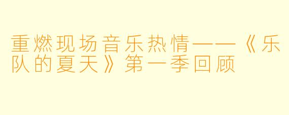 重燃现场音乐热情——《乐队的夏天》第一季回顾