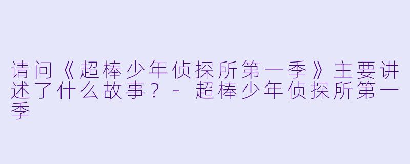 请问《超棒少年侦探所第一季》主要讲述了什么故事？