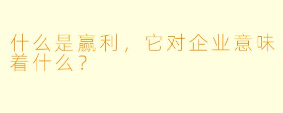 什么是赢利，它对企业意味着什么？