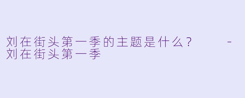 刘在街头第一季的主题是什么？  