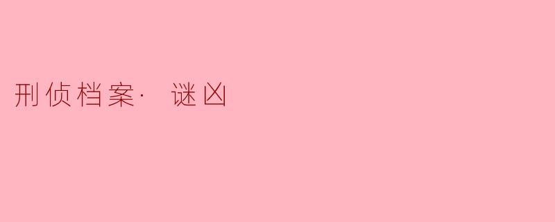 刑侦档案·谜凶