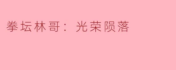 拳坛林哥：光荣陨落