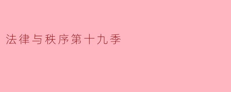 法律与秩序第十九季