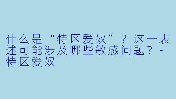 什么是“特区爱奴”？这一表述可能涉及哪些敏感问题？