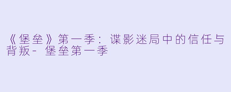 《堡垒》第一季：谍影迷局中的信任与背叛-堡垒第一季