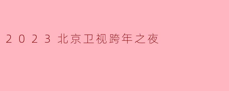 2023北京卫视跨年之夜
