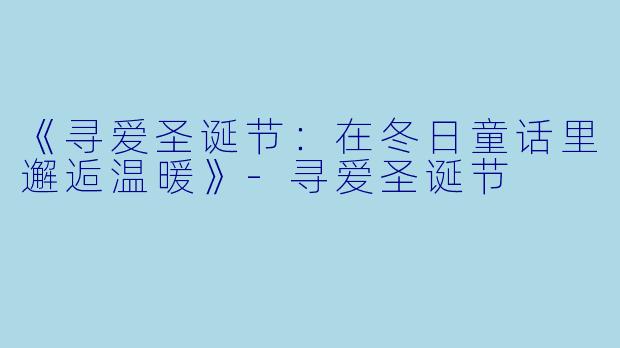 《寻爱圣诞节:在冬日童话里邂逅温暖》