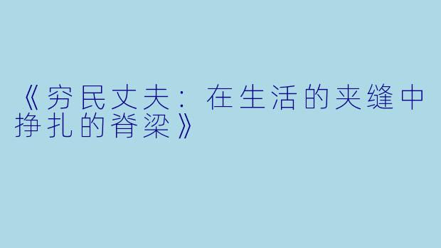 《穷民丈夫:在生活的夹缝中挣扎的脊梁》