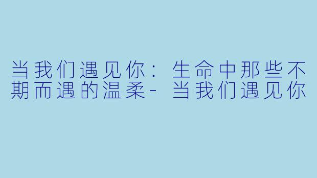 当我们遇见你：生命中那些不期而遇的温柔-当我们遇见你