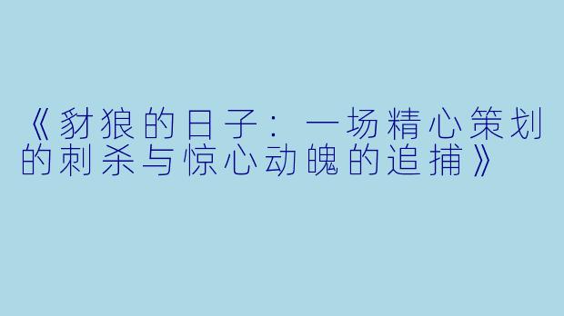 《豺狼的日子：一场精心策划的刺杀与惊心动魄的追捕》