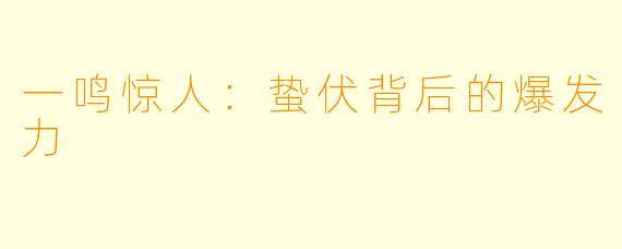 一鸣惊人：蛰伏背后的爆发力