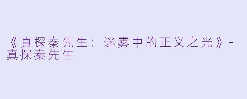 《真探秦先生：迷雾中的正义之光》-真探秦先生