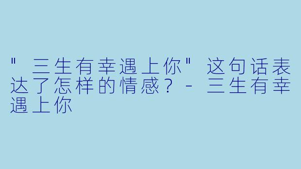 "三生有幸遇上你"这句话表达了怎样的情感?