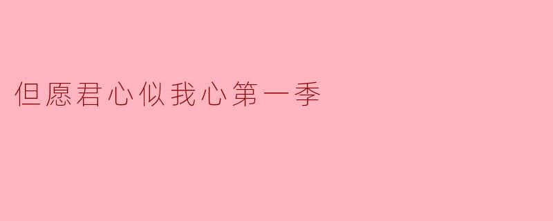 《但愿君心似我心》第一季:一场跨越时空的深情守望