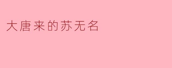 《大唐来的苏无名:穿越千年的智慧与传奇》