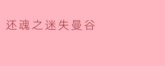 《还魂之迷失曼谷:一场跨越生死的诡谲迷局》
