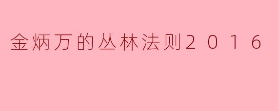 金炳万的丛林法则2016
