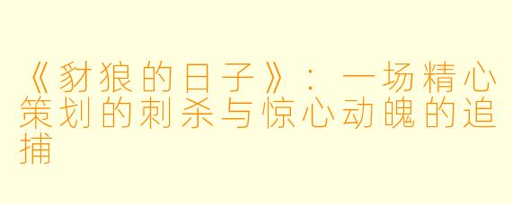 《豺狼的日子》：一场精心策划的刺杀与惊心动魄的追捕