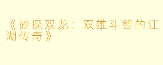 《妙探双龙：双雄斗智的江湖传奇》