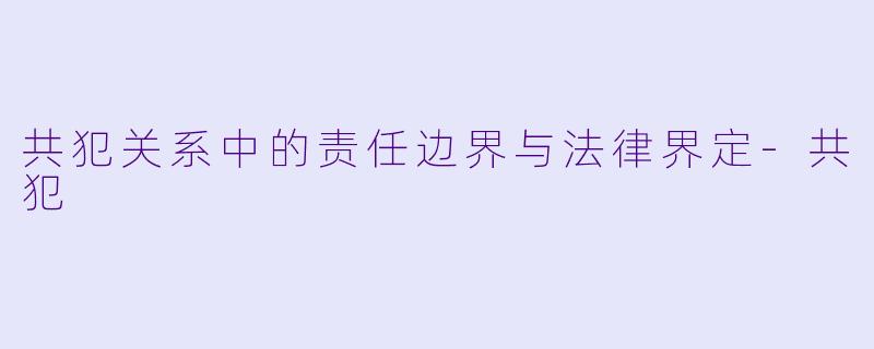 共犯关系中的责任边界与法律界定