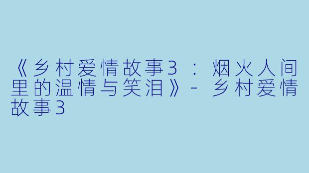 《乡村爱情故事3：烟火人间里的温情与笑泪》-乡村爱情故事3