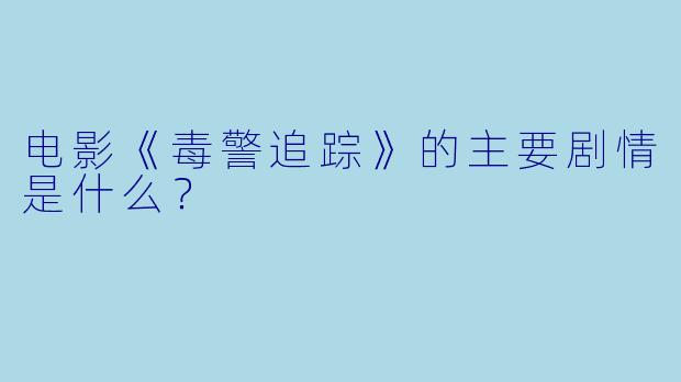 电影《毒警追踪》的主要剧情是什么?