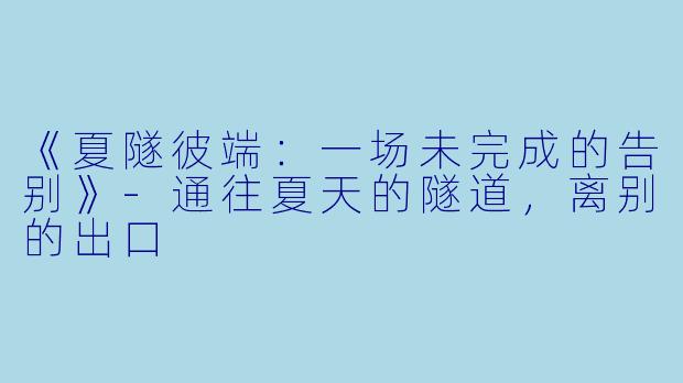 《夏隧彼端：一场未完成的告别》-通往夏天的隧道，离别的出口