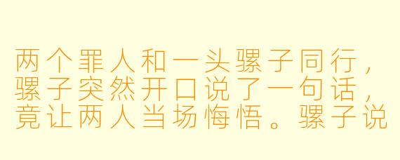 两个罪人和一头骡子同行，骡子突然开口说了一句话，竟让两人当场悔悟。骡子说了什么？