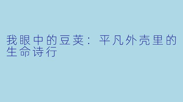 我眼中的豆荚：平凡外壳里的生命诗行