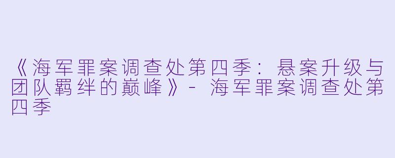 《海军罪案调查处第四季：悬案升级与团队羁绊的巅峰》-海军罪案调查处第四季