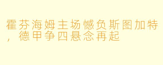 霍芬海姆主场憾负斯图加特，德甲争四悬念再起