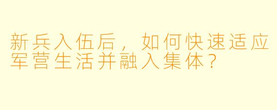 新兵入伍后，如何快速适应军营生活并融入集体？