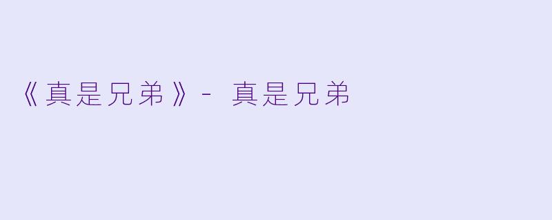 《真是兄弟》
