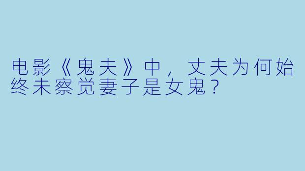 电影《鬼夫》中,丈夫为何始终未察觉妻子是女鬼?