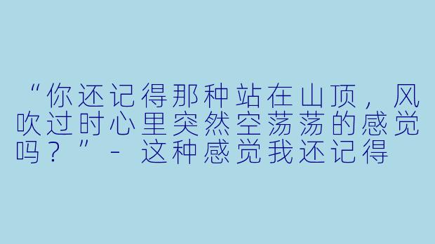 “你还记得那种站在山顶，风吹过时心里突然空荡荡的感觉吗？”