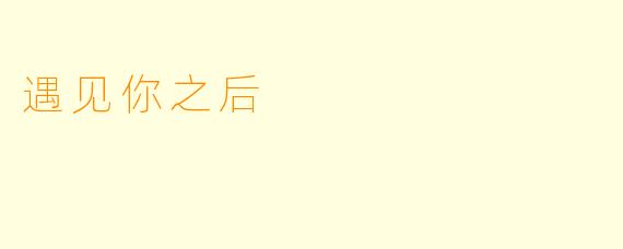 遇见你之后