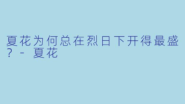 夏花为何总在烈日下开得最盛？