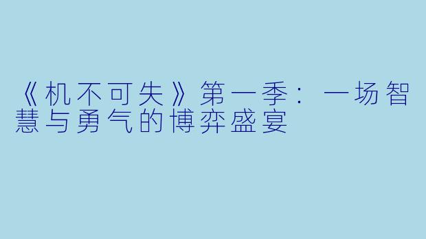 《机不可失》第一季：一场智慧与勇气的博弈盛宴