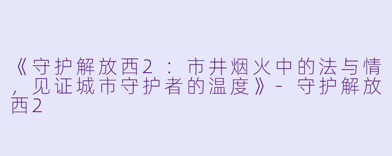 《守护解放西2：市井烟火中的法与情，见证城市守护者的温度》-守护解放西2