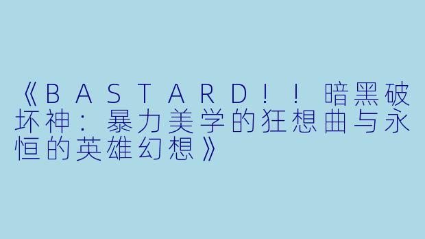 《BASTARD!!暗黑破坏神：暴力美学的狂想曲与永恒的英雄幻想》