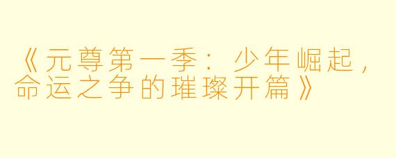 《元尊第一季：少年崛起，命运之争的璀璨开篇》