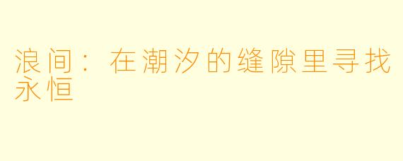 浪间：在潮汐的缝隙里寻找永恒