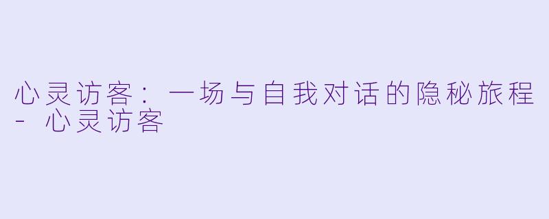 心灵访客：一场与自我对话的隐秘旅程-心灵访客